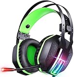 【3D-Surround-Sound】 Damit Sie in den Mittelpunkt der Aktion stehen. Das Spielen eines Videospiels mit Kopfhörern ist dort, wo Ton in der Unterhaltung einen realistischen 3D-Effekt haben kann, der Klang scheint aus der Außenwelt zu kommen, nicht von der Innenseite der Kopfhörer. Die hochpräzisen 50-mm-Treiber sind perfekt für GTA5, Metal Gear Solid, Call of Duty, Star Wars Battlefront 2015, Battlefield 1, World of Warcraft Legion, God of Wars usw.