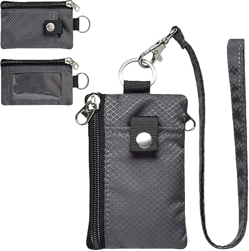 Holiberty RFID Blocking Neck Wallet Minimalist Waterproof Zipper ID Card Pouch Coin Purse with Lanyard Keychain Clear ID Window for Men Women Teens Daily Travel Outdoor Use