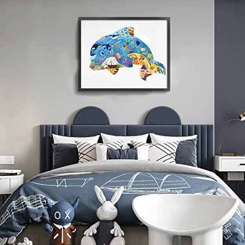 30 Piece Big Floor Puzzles For Kids Ages 3-5, Jigsaw Puzzles For Kids Ages 4-8, Dolphin Puzzles Preschool Educational Toys For Kids, Kids Birthday Easter Puzzles Gifts #TOP5