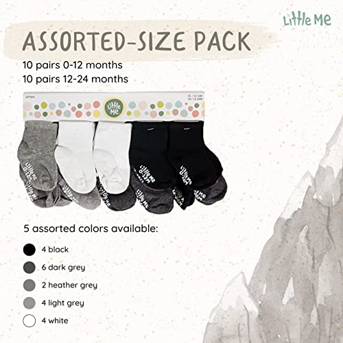 Image of Little Me 20-Pack Newborn Baby Infant & Toddler Unisex Socks, For Baby Girl or Boy, 0-12 & 12-24 Months, Assorted Size Pack