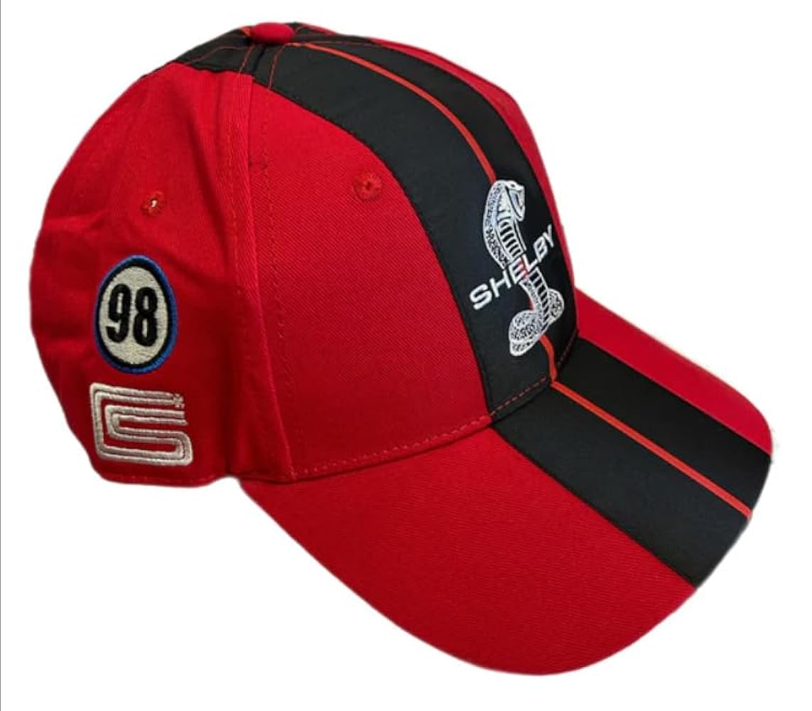 Carroll Shelby® Super Snake Red Cap Hat | Two Black Stripe