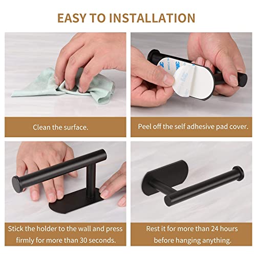 Layuki Self Adhesive Toilet Paper Roll Holder,Bathroom Toilet Paper Holder,Durable Self Adhesive,No Drilling,Stainless Steel Matte Black For Bathroom/Washroom/Kitchen(Black, 1 Piece) #TOP5