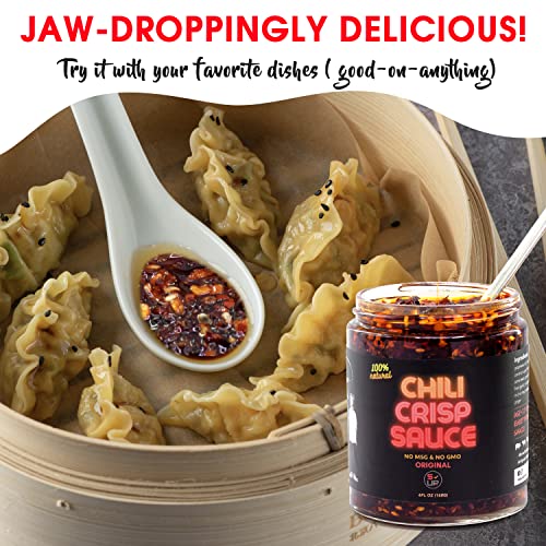 Image of SAUCE UP Extra Spicy Chili Crisp Sauce - 2 Pack (6oz Each) | Spicy, Savory, Sweet & Crunchy Umami Chili Oil | 13+ Superfoods | Vegan, Keto, Gluten-Free, Non-GMO, No MSG | Artisan Gourmet Crispy Condiment | Handcrafted in NY