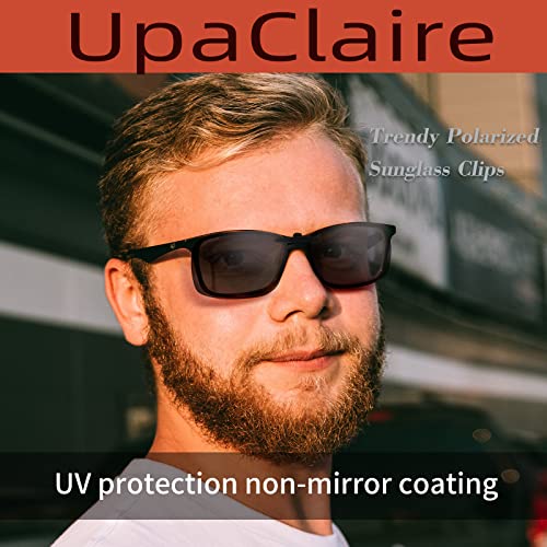 Polarized Clip on Sunglasses, UV Protection/Anti-glare, Small Metal Clip, Driving/Fishing/Outdoor, Unisex, Black2
