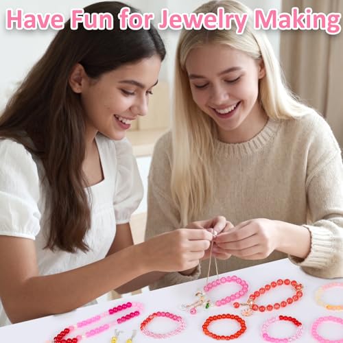 Image of XSEINO About 1200PCS 6mm Glass Beads Bracelet Making Kit,24 Assorted Red and Pink Series Colorful Crystal Beads for Bracelet and Jewelry Making and DIY Crafts,Friendship Bracelets