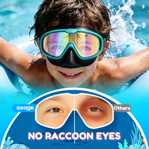 Image of Seago Kids Swim Goggles 2 Pack for 3-12, Anti-Fog Clear View,Toddler Goggles with Nose Cover Swimming Goggles