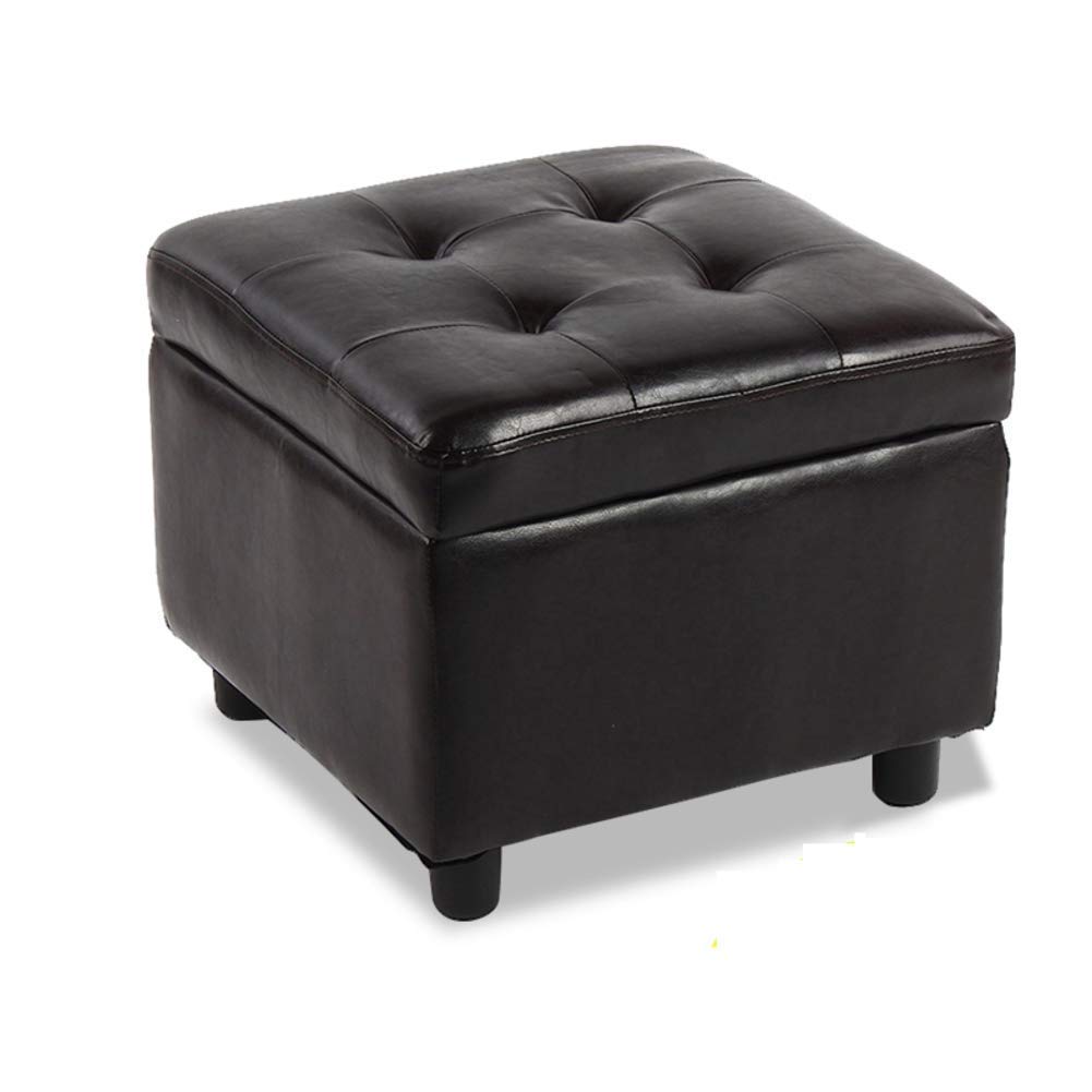 Pouf coffre double fonction avec repose-pieds et cadre bois