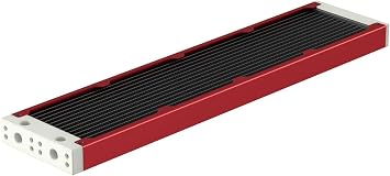PrimoChill 480SL 30mm EXIMO Modular Radiator, White POM, 4x120mm, Quad Fan R-SL-W48 Available in 20+ Colors, Assembled in USA and Custom Watercooling Loop Ready - Candy Red