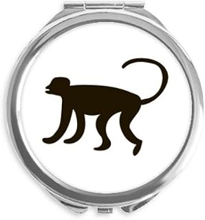 Black Monkey Animal Portrayal Hand Compact Mirror Round Portable Pocket Glass