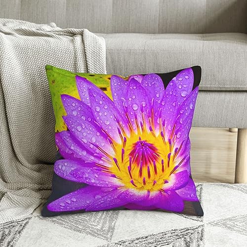 Housse de coussin nénuphar violet velours côtelé anti pli 45cm - 8