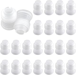 30Pcs Cake Decorating Coupler Pipe Tip Coupler, Shappy Plastic Standard Couplers for Icing Nozzles, Cake Flower Pastry Decoration Kit (White)