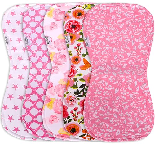 Image of KiddyStar 5-Pack Burp Cloths – Organic Cotton, Soft, Large & Absorbent 3-Layer Towels for Newborns – Essential for Feeding & Spit-Up