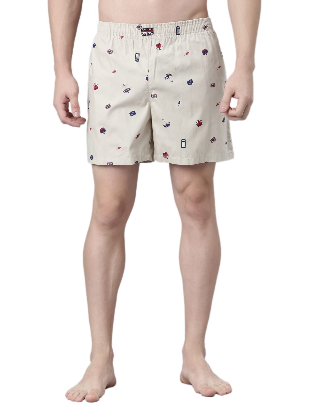 pepe jeans Men's Printed 100% Cotton Regular Fit Long Boxer Shorts | Stylish AOP Long Boxer for Comfortable Innerwear & Lounge Wear | Soft Breathable Fabric | Elastic Waistband | Everyday Comfort-picture-44
