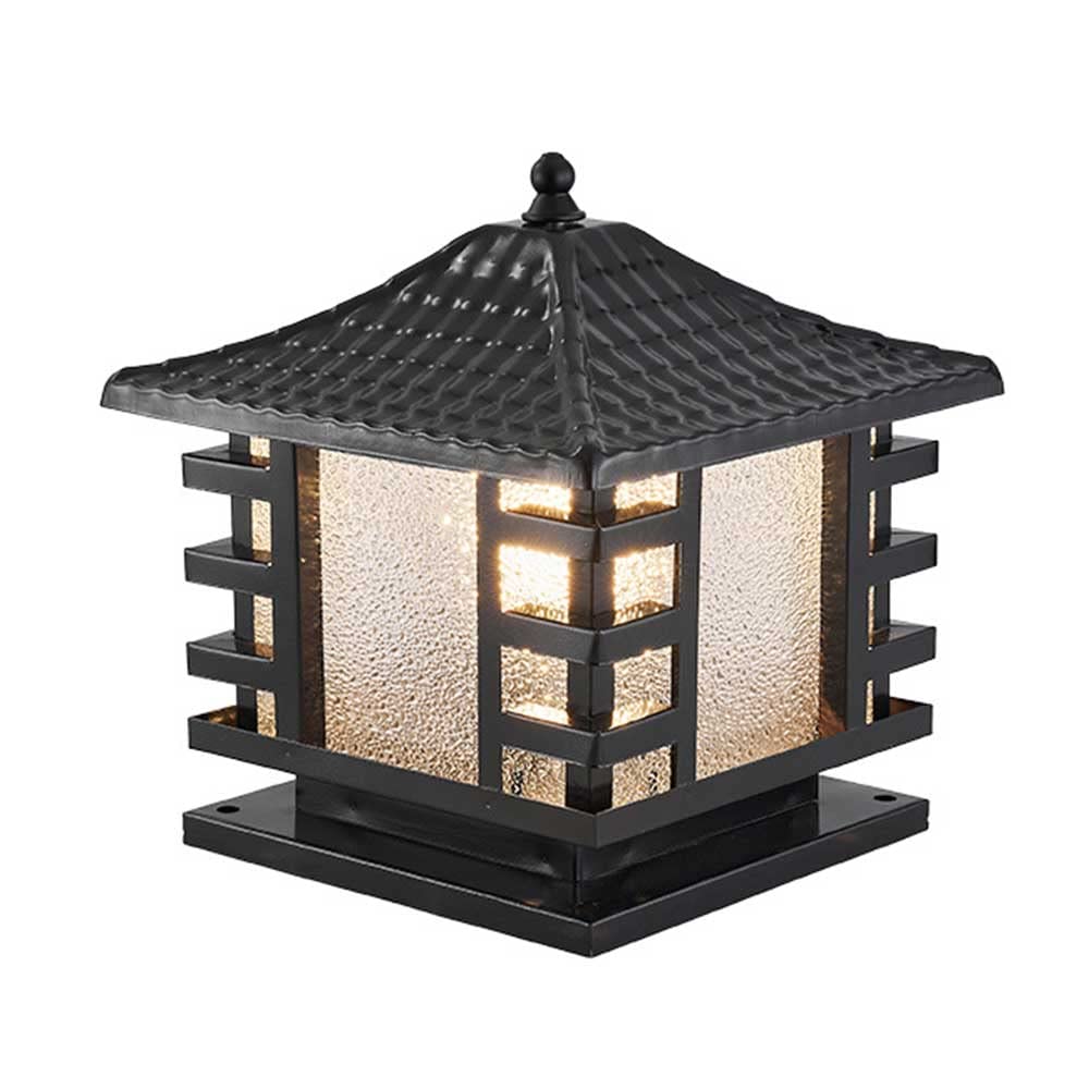 Klasyczna czarna odporna na rdzę lampa podłogowa ogrodowa z zewnętrznym filarem z zasianego szkła E27 lampa zewnętrzna do ogrodzenia, tarasu, trawnika, patio, dekoracji ogrodu, nadaje się do słupków