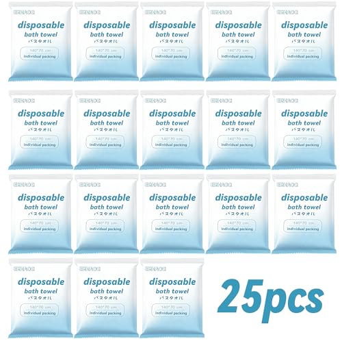 Toallas de baño desechables, 25 piezas toalla grande de viaje 55 x 28 pulg, toallitas comprimidas portátiles para playa, ducha, senderismo, natación, hotel, camping - esenciales para viajes miniatura 5