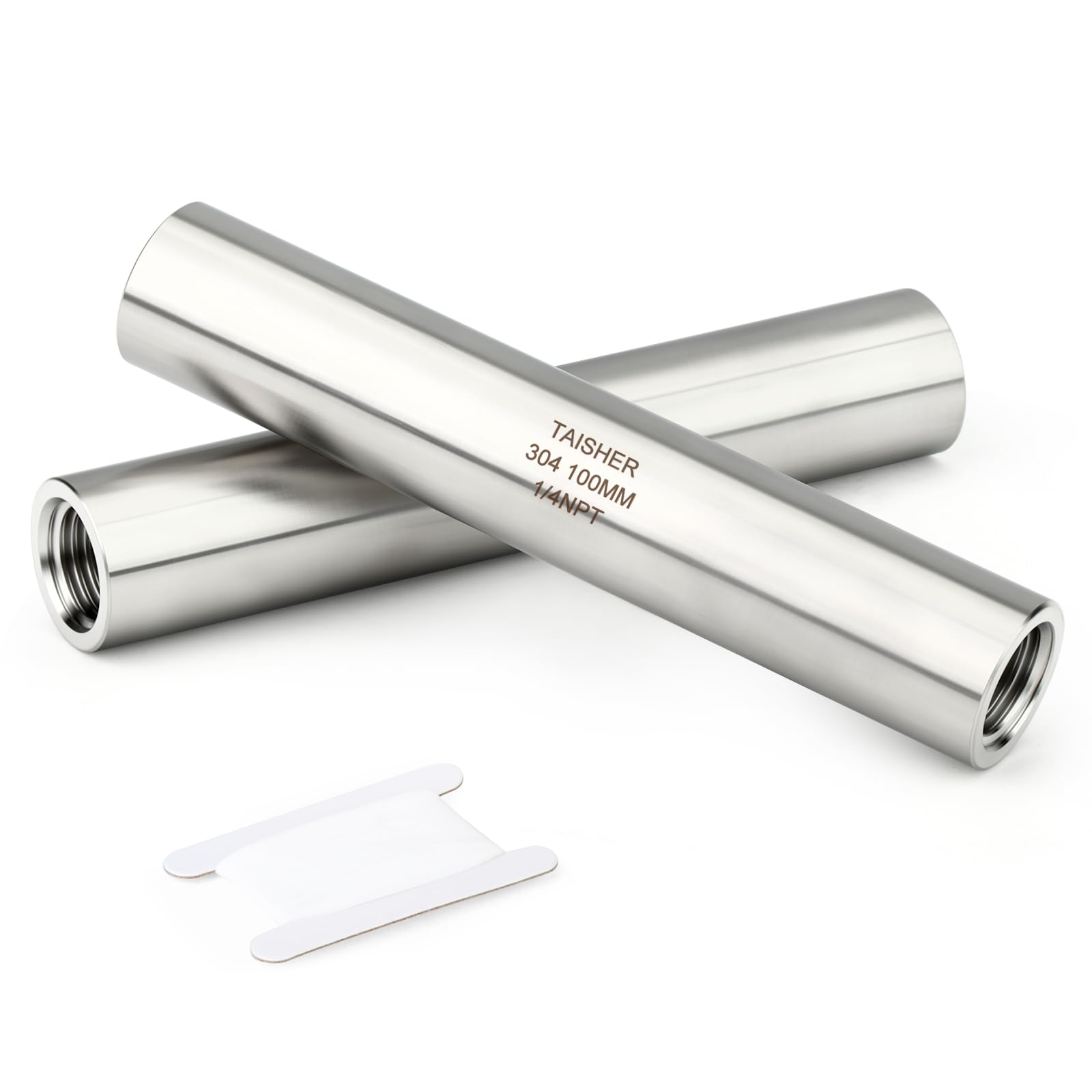 TAISHER 2PCS Stainless Steel Pipe Fittings, 1/4" NPT Female x 1/4" NPT Female Threaded, 4" Length Thickened Nipple Cast Pipe