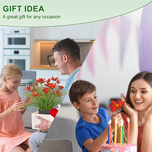 Luxsego Silk Artificial Flowers Coreopsis Faux Flowers, Potted Floral Decor For Garden, Wedding, Office Table Decor Gifts Idea For Her Or Him, Decorative Home Accessories(16.7In, Red) #TOP5