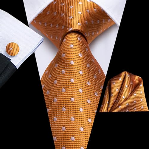 Image of Dubulle Mens Paisley Striped Tie Woven Necktie for Men and Handkerchief Cufflinks Set Wedding Formal Business