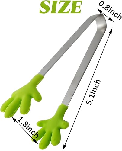 Miniatura 2 de TIHOOD 20 mini pinzas de silicona, pinzas para alimentos en forma de mano de 5 pulgadas, pinzas coloridas para niños pequeños para servir alimentos,