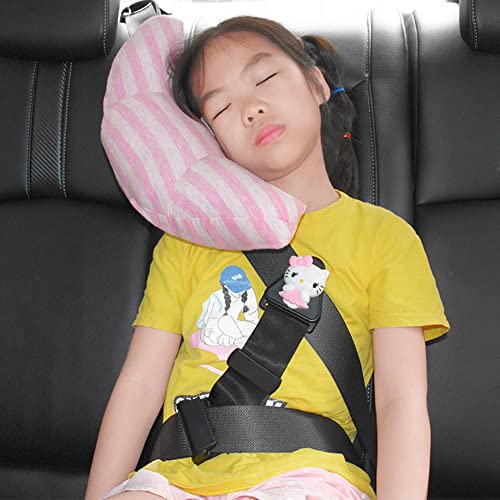Image of PENINSULA LOVE Kids Car Travel Pillow Car Seat Belt Pillow Cute Plush Headrest Neck Cushion Safety Strap Cover Universal Fit