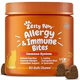 Zesty Paws Cat Allergy Relief - Anti Itch Supplement - Omega 3 Probiotics - Salmon Oil Digestive Health - Soft Chews for Skin & Seasonal Allergies - with Epicor Pets - Bacon - 60 Count