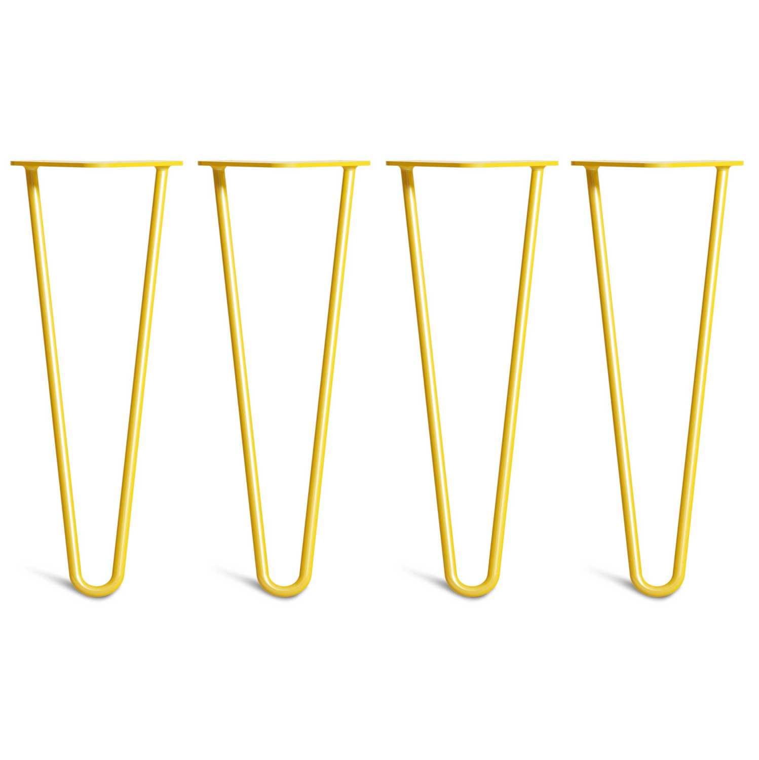 [HLC] 4 x Hairpin Table Legs – Superior Double Weld Steel Construction With Screws, Build Guide & Protector Feet Worth £8 Included! – 10mm Steel [14"/35cm,Yellow]