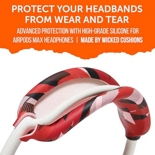 WC BandZ Max - Silicone Headband Cover for Airpods Max Headphones, Made by Wicked Cushions | Enhanced Comfort and Protection | Available in Wicked Designs | Red Prism - Thumbnail 4