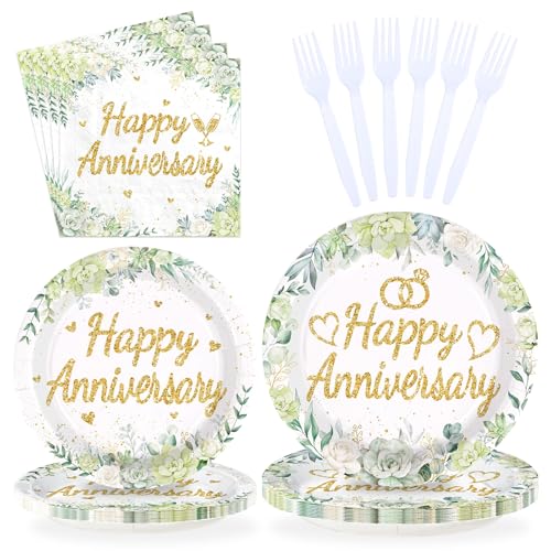 Greencian 96 Pcs Happy Anniversary Party Decorations Serves 24