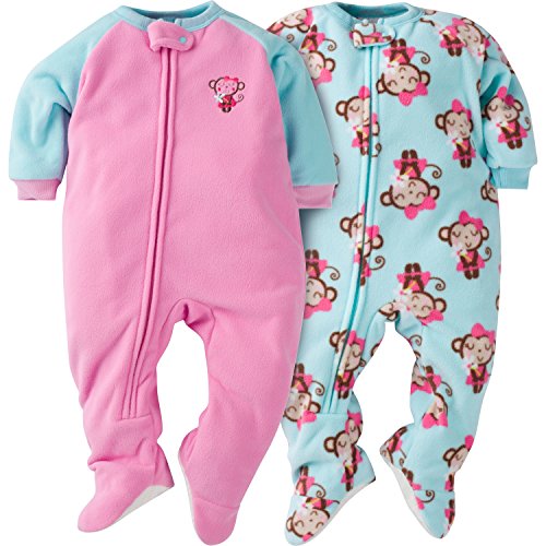 Gerber Baby Girls' 2-Pack Blanket Sleeper, Monkeys, 12 Months