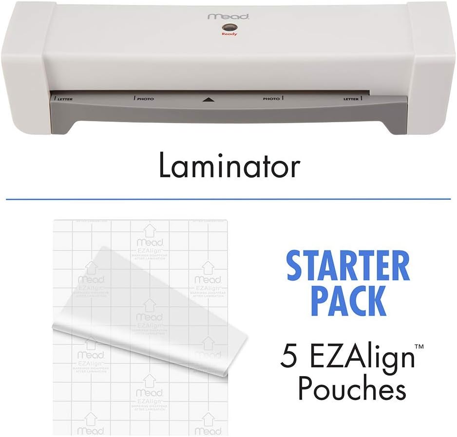 Mead Laminator, Thermal, HeatSeal Lamination Machine, 9.5" Max Width, includes EZAlign Laminating Sheets / Pouches (M1701862)