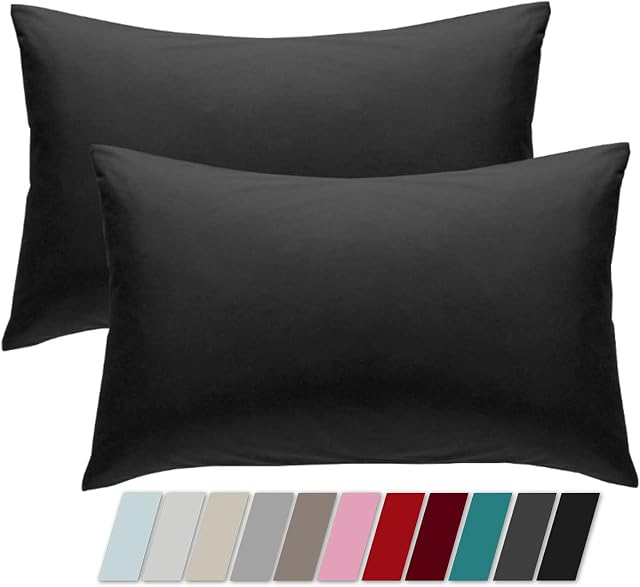 Adam Home Cotton Rich Pillow Protectors Pillowcases Pack Of 2 Hotel Quality Premium Touch Comfort Pillow Encasements Pillow Cases 2 Pack Long Lasting Soft & Comfortable Pillow Cases 50x75 cm Black