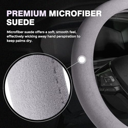 FLORICH Winter Steering Wheel Cover, Microfiber Suede Car Steering Wheel Covers with Anti-Slip Lining, Breathable Elastic Car Steering Wheel Protector Soft, Universal Standard Size 14-15 inch by FLORICH - Image 6