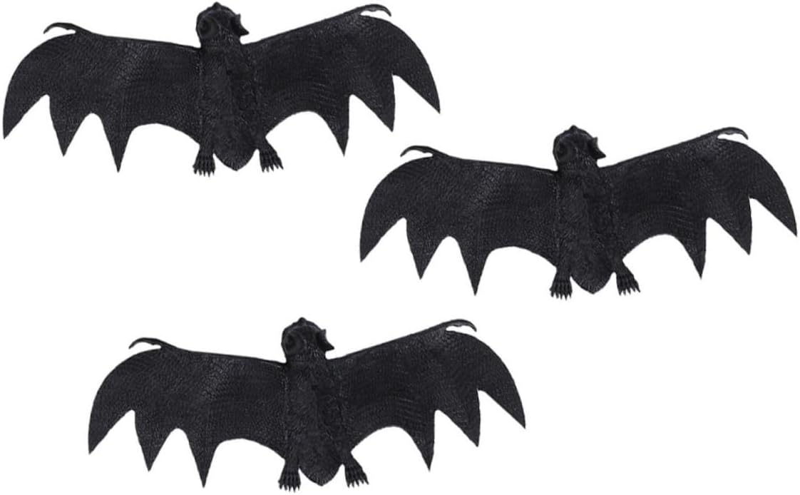 Operitacx 3pcs Halloween Bat Pendants Realistic Simulation Animal Decorations for Party Ornaments and Photography Props Indoor Outdoor Hanging Décor