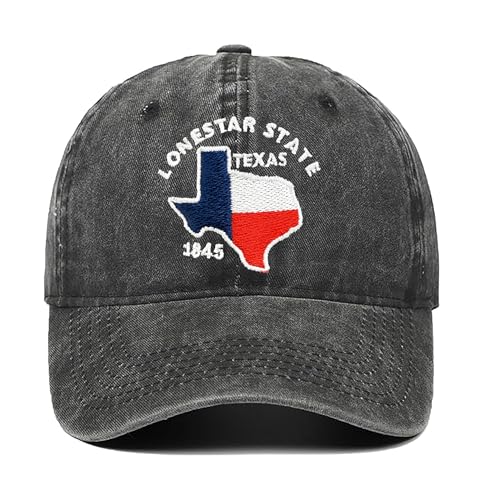 Texas Lone Star State Map Embroidered Vintage Washed Baseball Cap Adjustable Unisex Dad Cap