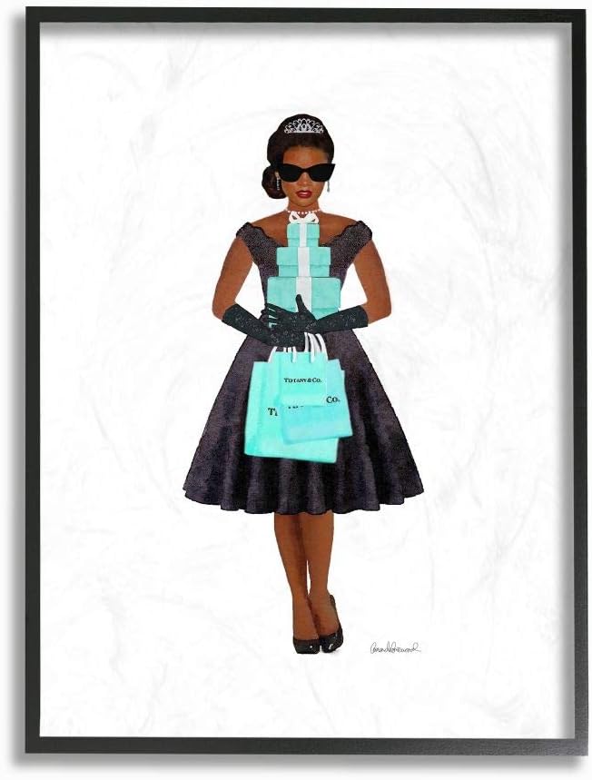 Stupell Industries Woman Shopping Blue Glam Fashion Watercolor, Designed by Amanda Greenwood Wall Art, 16 x 1.5 x 20, Canvas
