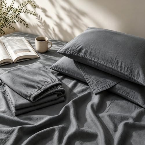 MEISHANG French Pure Linen King Size Sheets