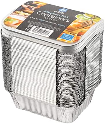 Homeshopa Aluminum Foil Containers with Paper Lids, Medium Disposable Meal Prep Baking Food Storage Takeaway Tins, Foil Tray for Roasting Baking Broiling Cooking Food Storage and Freezing (50)