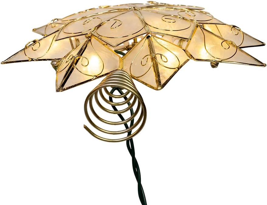 Kurt Adler 10 Lights LED Capiz with Scroll Accents Star Treetop
