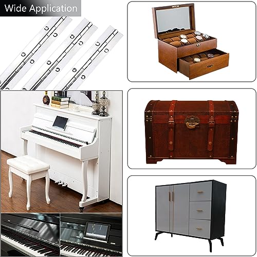 12 PCS 16 Inch Continuous & Piano Hinges, 1.2'' Open Width Heavy Duty Stainless Steel Long Hinge, 0.04'' Thickness Folding Hinges for Storage Boxes, Cabinets, Door, Piano, Wood Furniture,Silver by High-PQ - Image 7