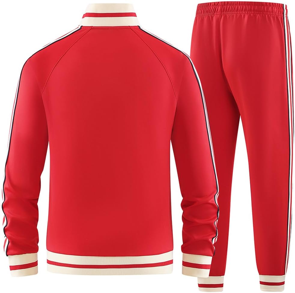 AURACIONE Men Tracksuits 2 Piece Outfits Long Sleeve Full Zip Sports Set Stand Up Collar Jackets and Pants Running Sweatsuit - Image 2