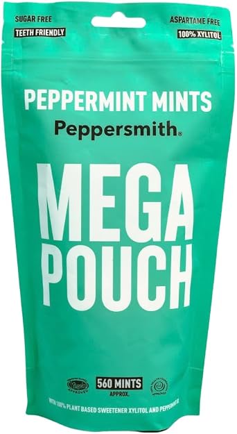 Peppersmith Peppermint Sugar Free Mints - Mega Pouch - 560 Mints - 330g