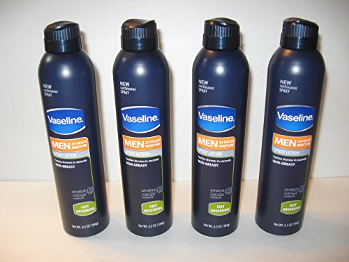 4 Pack Vaseline Men Moisturizing 24 Hour Spray Lotion, Fast Absorbing 6.5 OZ