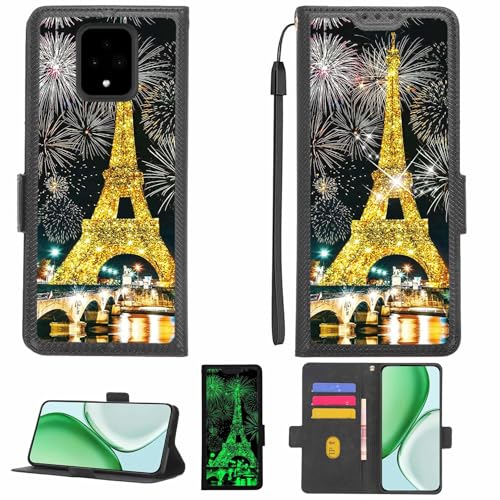 Aroepurt Case Compatible for Sonim Xp Pro Phone Case Flip Cover [with Tempered Glass Screen Protector][RFID Blocking][Gold Glitter+Luminous] LPT-TT