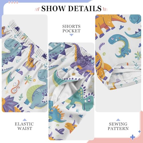 ALAZA Cute Cartoon Dinosaurs Pajamas Bottoms with Pockets Comfy Pjs Sleepwear Elastic Waistband Pajamas Pants Lounge Pants for 6-14 Years4