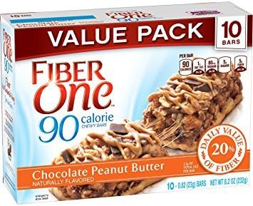 Fiber One Chewy Bar, 90 Calorie, Chocolate Peanut Butter, 10 Fiber Bars, 8.2 oz (Value Pack of 2