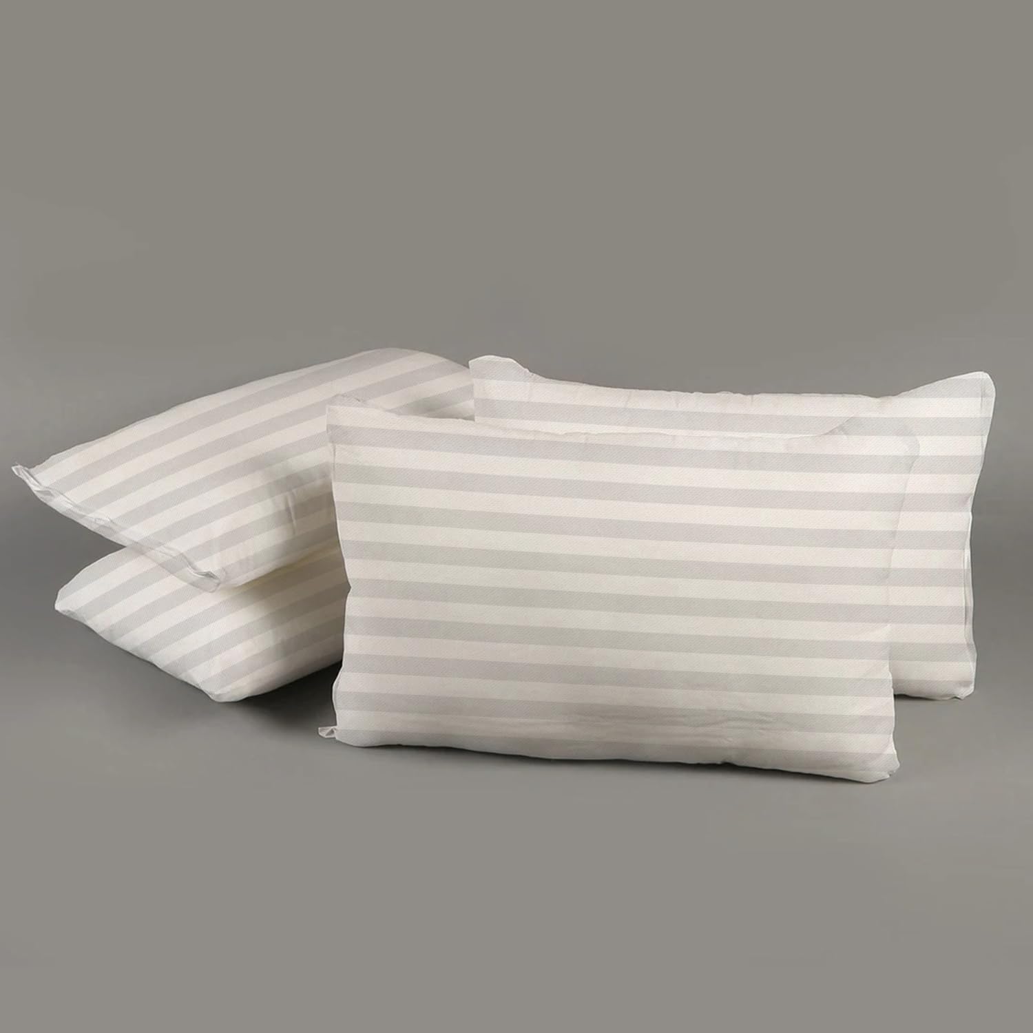 KIONI Cotton Satin Striped Rectangular Pillow Cushion Fillers Inserts for Pillow Covers, Bed, Sofa, 12 x 20 Inch, White, 4 Pieces