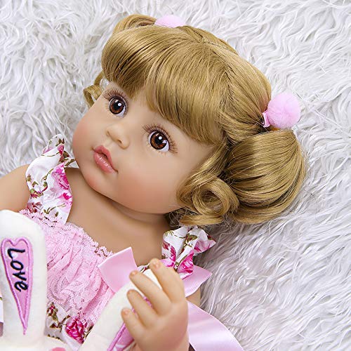 Zero Pam Reborn Baby Dolls Silicone Full Body 22 Inch Realistic Reborn Toddler Girl Washable Handmade Princess Anatomically Correct Newborn Baby Girl (Blonde Hair) Birthday Gift #TOP3