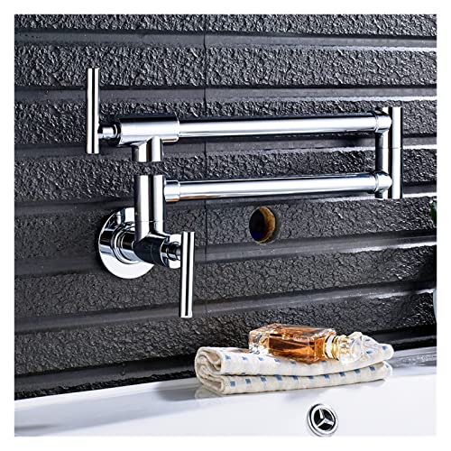 Robinet de remplissage de marmite mural noir et chrome pliant