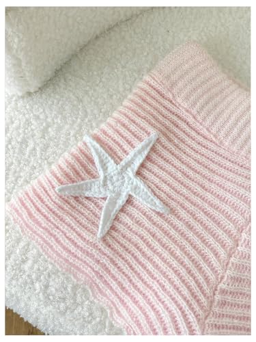 GORGLITTER Women's Star Patched Crochet Shorts Elastic Low Waist Beach Coverup Shorts Pink Large4