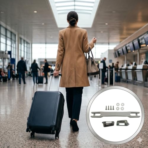 Image of Luggage Wheel,Handle,Lock Only for Replacement and Repair for VIP, Safari, Skybag, Amrican Tourister Suitcases Luggage Part (2 PCS HANDLE GREY (NEW))
